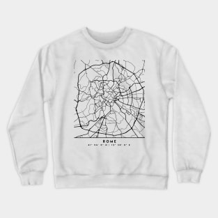 ROME ITALY BLACK CITY STREET MAP ART Crewneck Sweatshirt